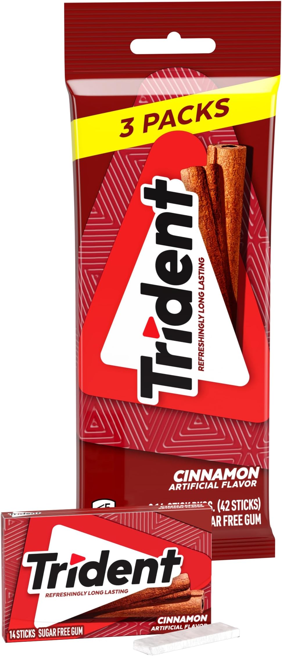 Trident Cinnamon Sugarfree Chewing Gum 3 x 14 Stick Multipack
