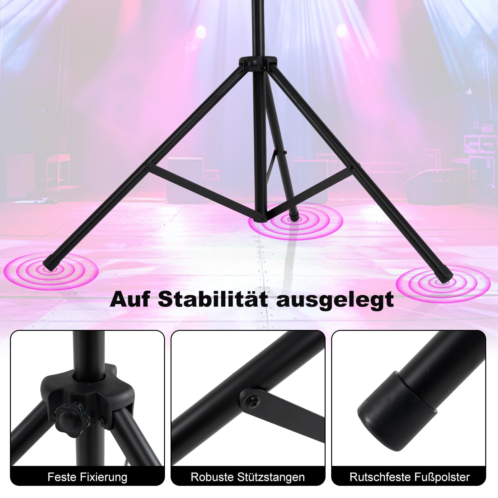 HOMASIS 360 cm Beleuchtungsstativ, DJ-Lichtstativ aus Metall, DJ Licht Stativ höhenverstellbar 140-265cm, Lichtbrücke mit 2 abnehmbaren faltbaren Ständern, Lampenstativ für Bühne, Partys & Konzerte
