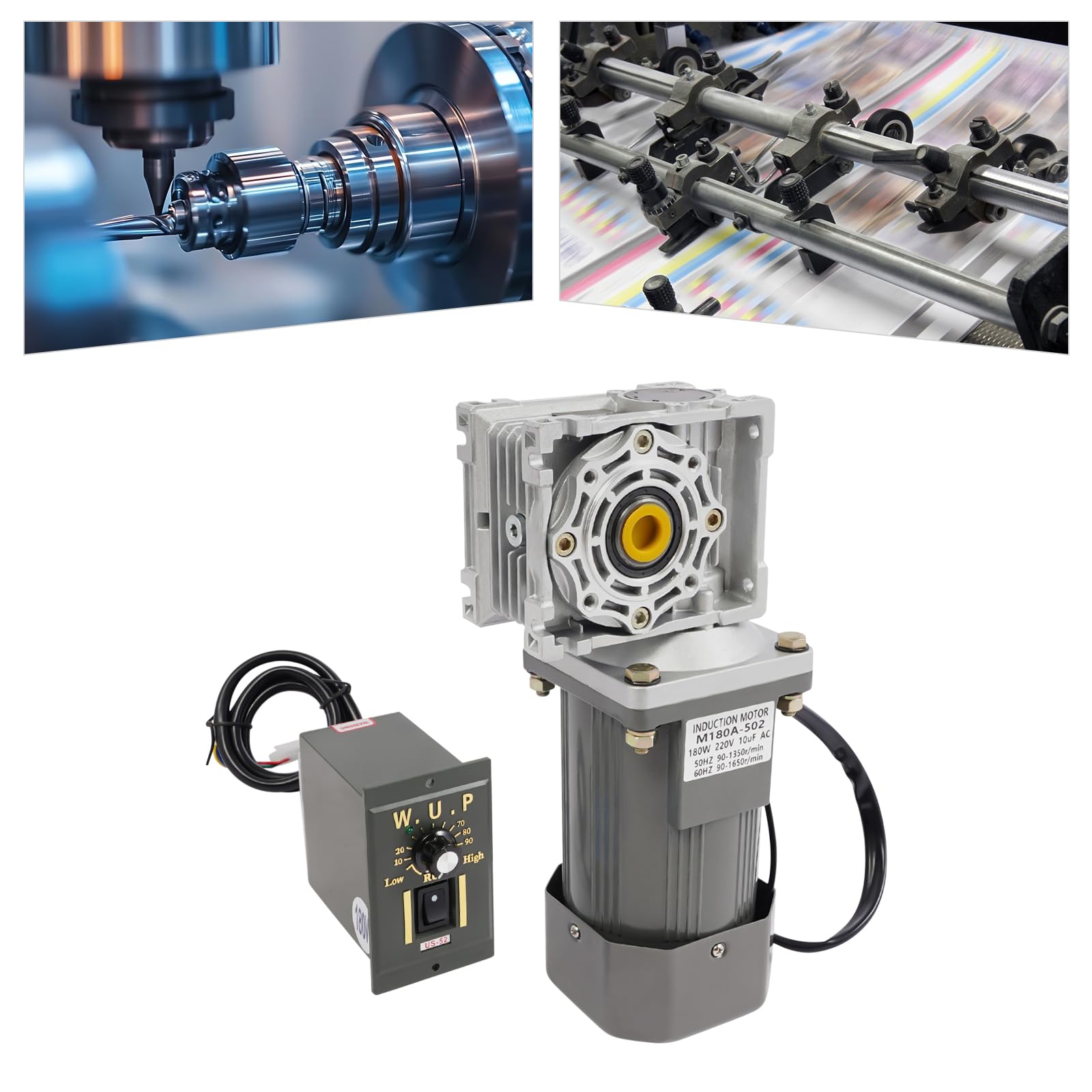 Getriebemotor Schneckengetriebemotor 180W 35Nm 0-27RPM 220V Drehzahlregler Schneckengetriebe Motor Einstellbare Drehzahl Reduziergetriebe CNC Industrie Maschine
