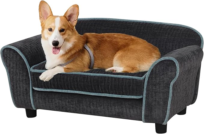 Review Pet Sofa/Dog Bed with Luxury Striped Fleece Pet Bed Animal Sleeping Bed, Small Dog and Cat Couch Bed (Dark Black) Review Pet Sofa/Dog Bed with Luxury Striped Fleece Pet Bed Animal Sleeping Bed, Small Dog and Cat Couch Bed (Dark Black)