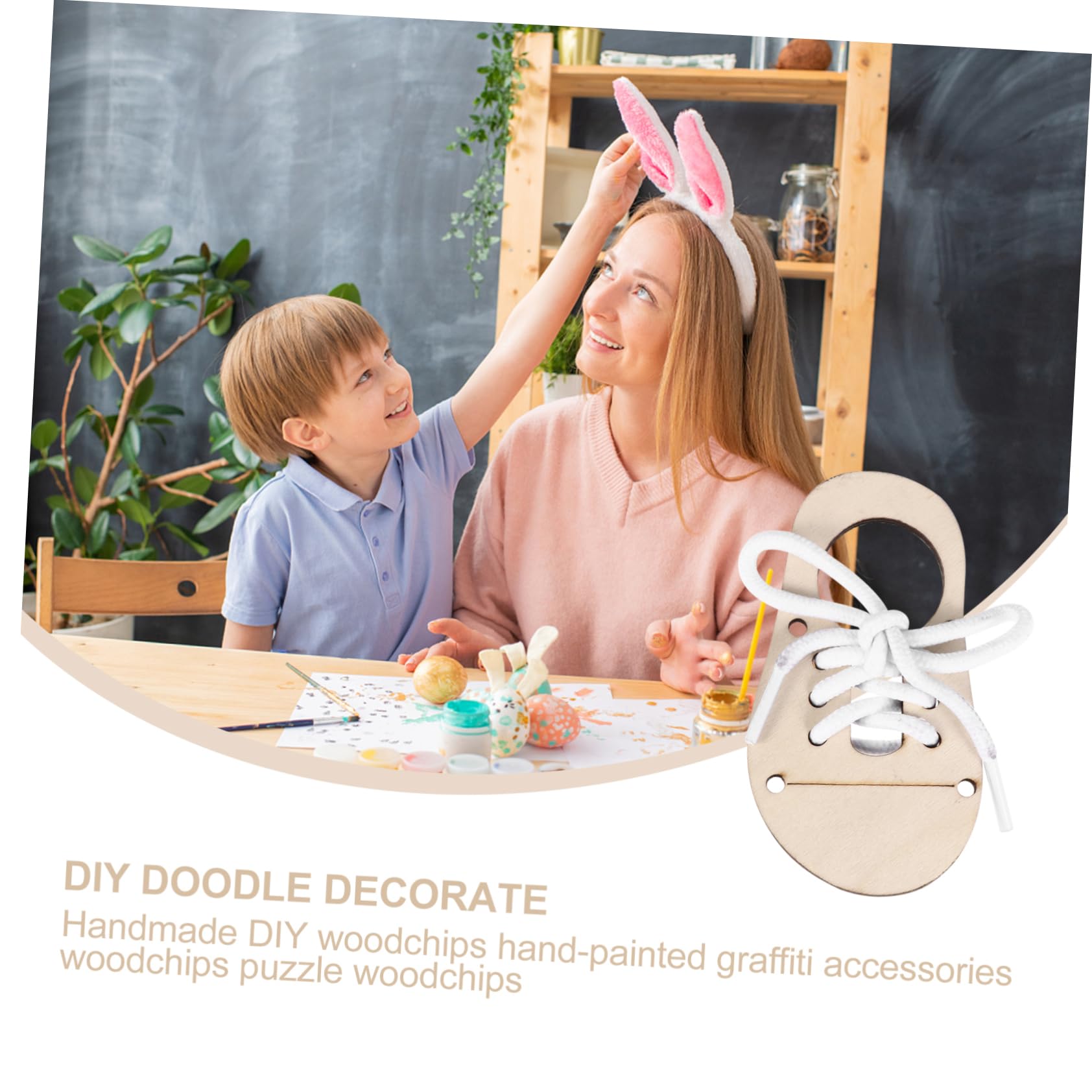 25sets Legno Non Rifinito Per Diy Forma Scarpe Corde Per Decorazioni e Graffiti Materiale Legno Naturale Per Attività Creative e Educative Per Ragazza