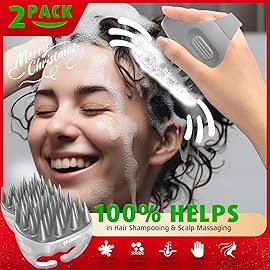 Cbiumpro 2-Pack Scalp Massager Shampoo Brush, Ultra Soft Silicone Scalp Scrubber Exfoliator Brush for Hair Growth & Dandruff Removal - 100% Fit All Hair Types