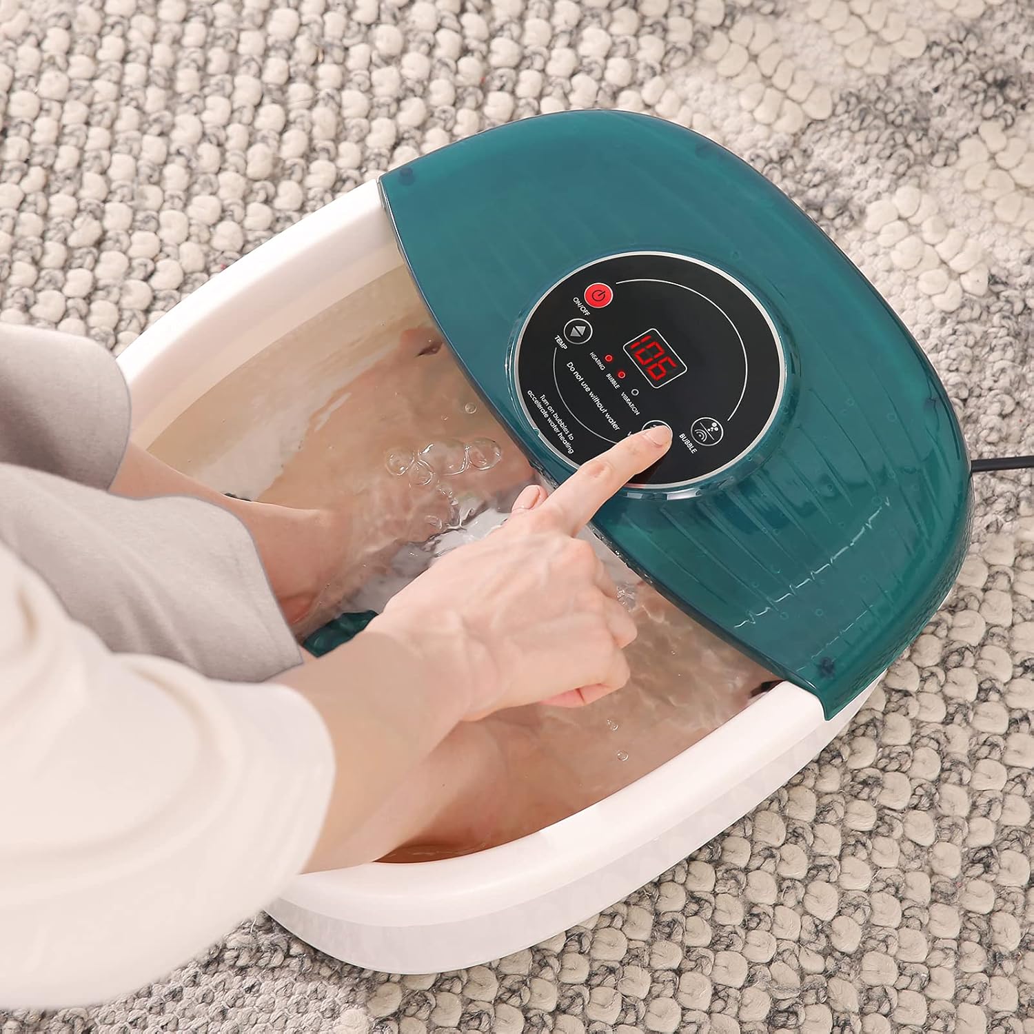 Foot Spa Bath Massager with Heat, Bubbles, Vibration, 16 Removeable Roller (not motorized), Pedicure Foot Spa with 95-118℉ Temperature Control and Material Box for Feet at Home : Beauty & Personal Care