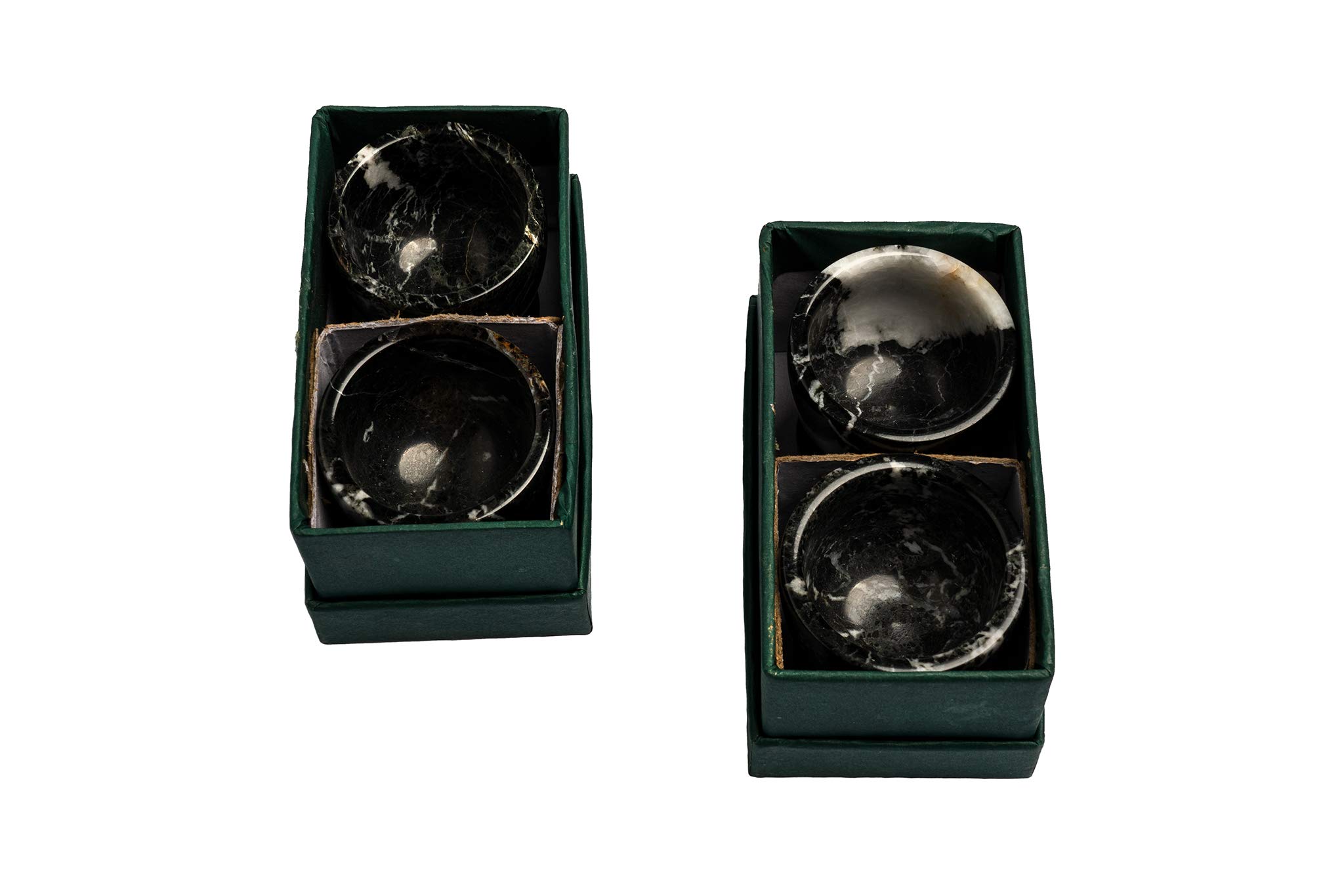 Lot de 4 coquetiers en marbre noir de l'Himalaya – sculptés à la main