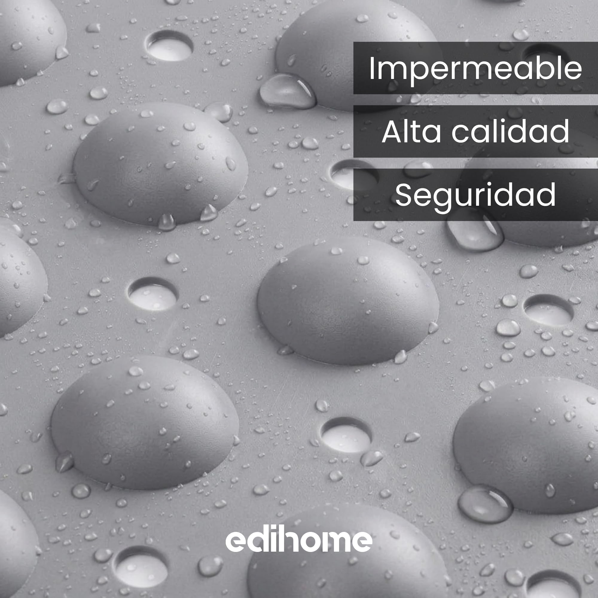 edihome, Alfombra Bañera Antideslizante, 100x40 cm, Alfombrilla Ducha, Burbujas con Ventosa sin BPA, Antibacterial, Resistente al Moho, Lavable a Máquina (Gris Claro, 100 x 40 cm) — view 5