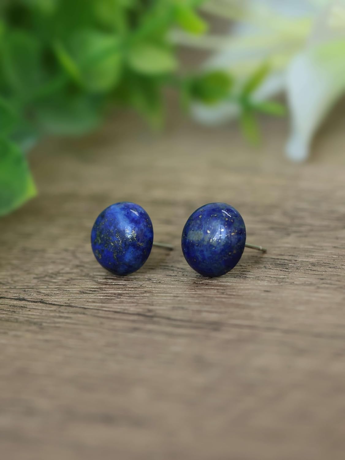 Gemstone Studs - Real Jade Jewelry for Women - Sage Light Green Stone Earrings - Hypoallergenic - Ball Earring Post 6mm, 8mm - Lapis Lazuli - Tiger Eye - Flat Back Large 12mm Earring - Handmade - Gifts for Anniversary - Graduation - Back to School - Teacher Appreciation - Mens Birthstone Birthday Gift - Image 6