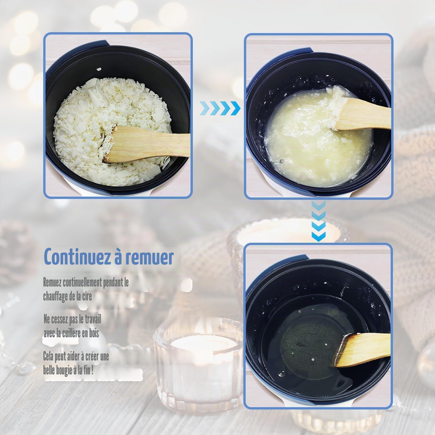 Fondoir à Cire électrique Pour la Fabrication de Bougies avec Bec Verseur | Appareil à fondre la cire avec thermomètre, machine pour faire fondre la cire de bougie 1.5L