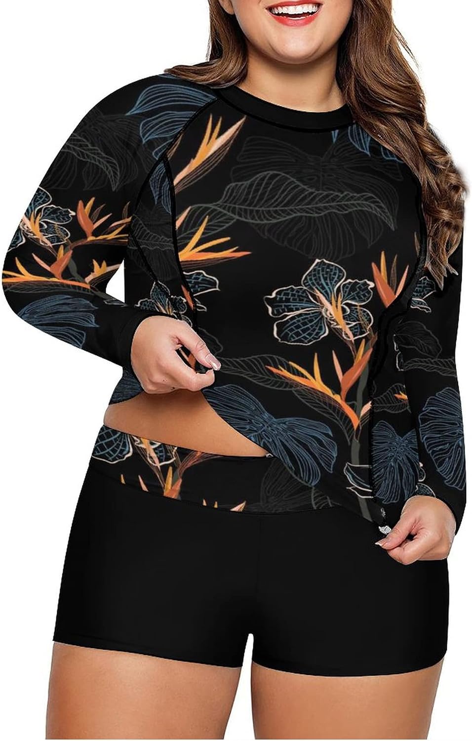 LALAGEN Women's Long Sleeve Sun Protection Rashguard Swimwear Athletic Tankini