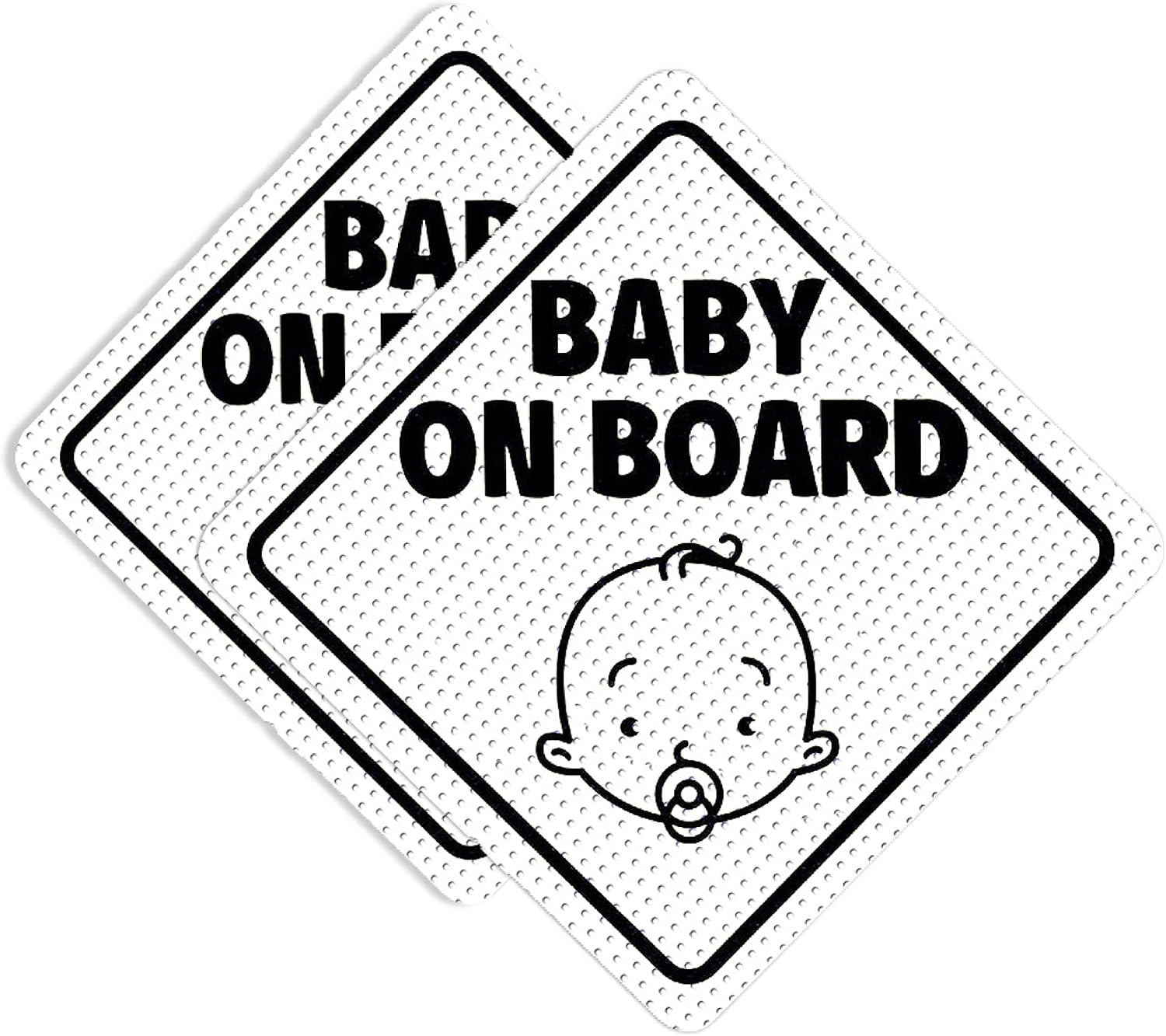 BabyPop! 2 Pack White Baby On Board Sticker Sign for Cars, No Residue and See Through Safety Cute Design 2 Pack
