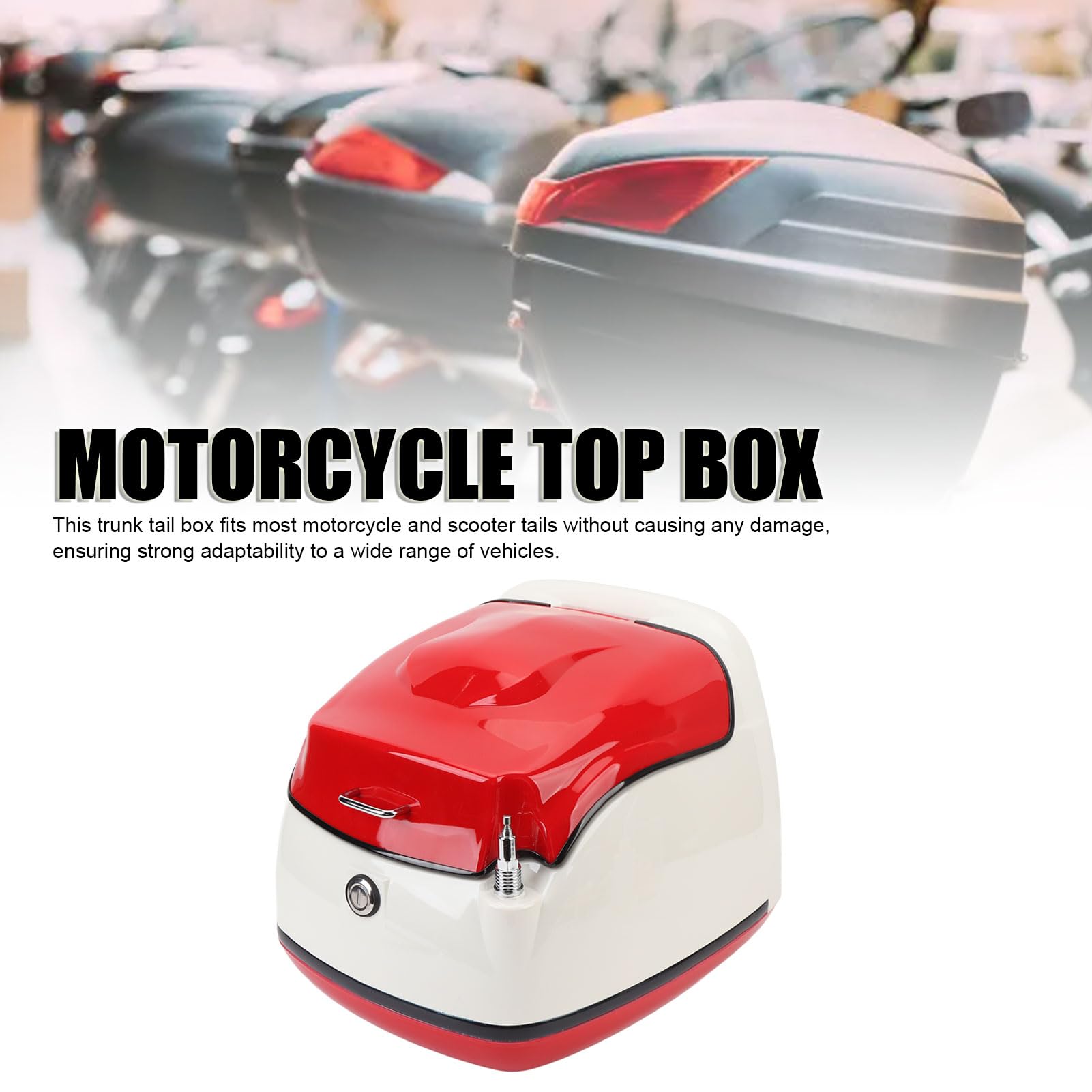 38L Coffre de Queue Moto, élégant et Résistant à l'eau (Rouge Blanc)
