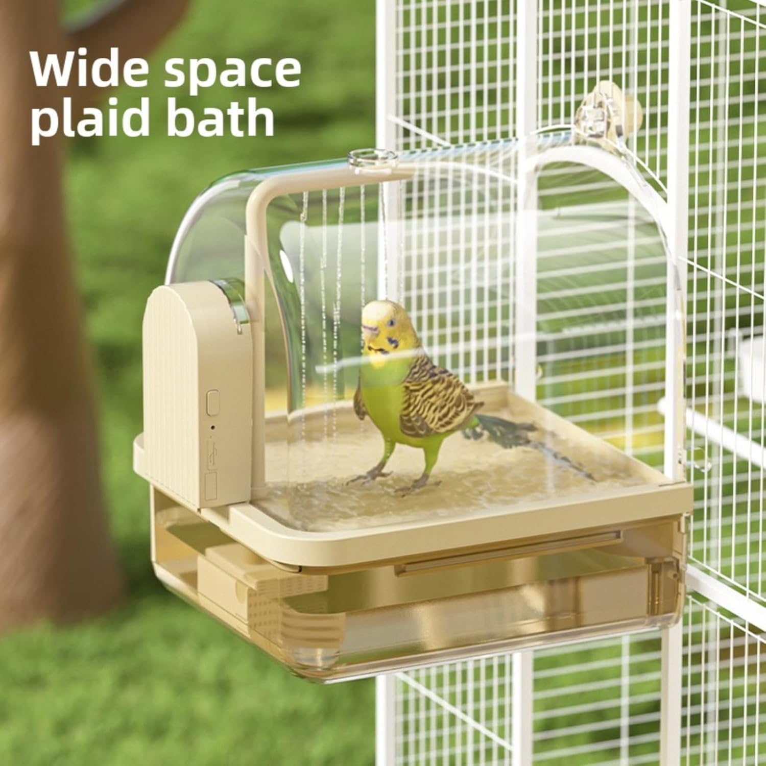 Automatic Bird Bath Shower with Motion Sensor - Self-Cleaning Spa for Parrots & Budgies | Whisper-Quiet Pump, Feather-Safe Spray & USB Charging (Includes Filter & 1-Year Warranty) (Green)