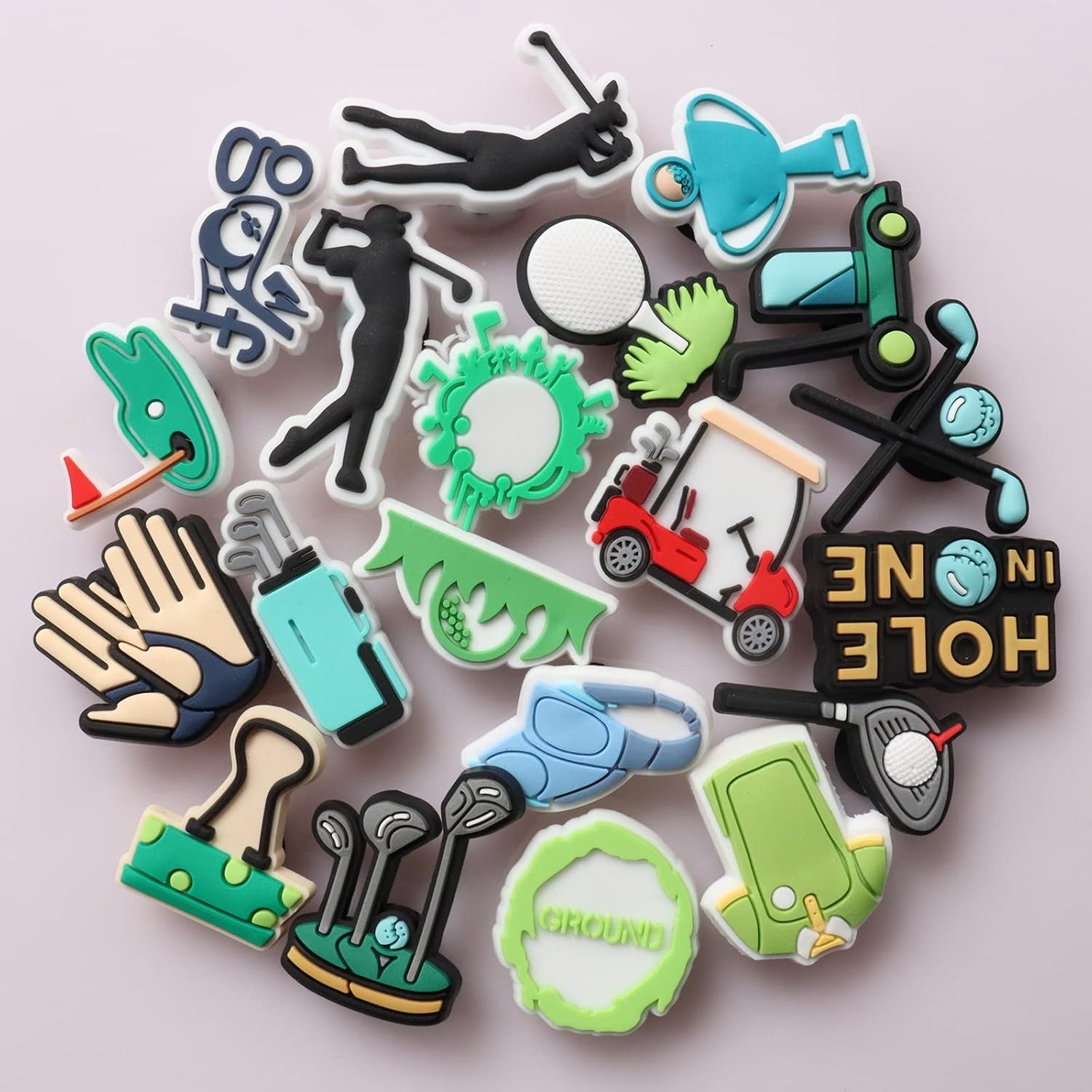 Golf Theme Shoe Decoration Charms, 20PCS Golf Shoe Charms for Adults Men Golfers Golf Lover, PVC Shoe Charm Accessories for Shoe Wristband Decorations Party Favors Gifts