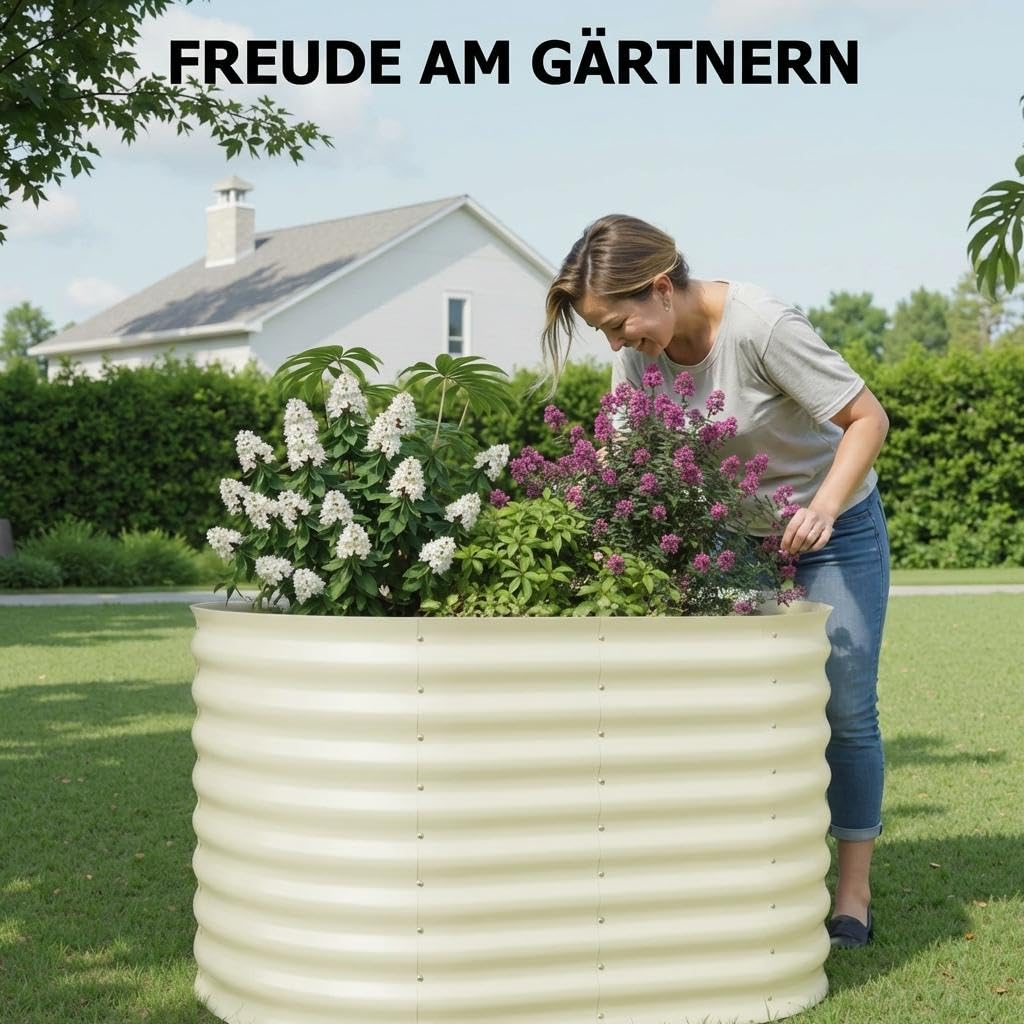 2er Set Verzinkte Stahl Hochbeete 120x60x60cm – Robustes Metall Hochbeet für Gemüse, Kräuter & Blumen – Rostbeständig, Ergonomische Höhe, Einfache Montage – Pflanzbeet Garten Outdoor, Beige