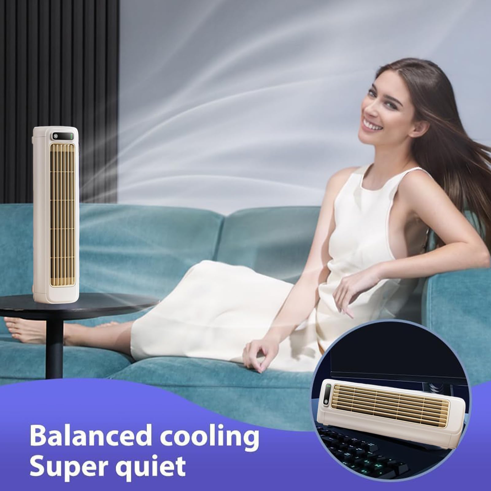 Ventilatore da scrivania portatile ricaricabile USB silenzioso con adesivi da parete senza fori per casa ufficio