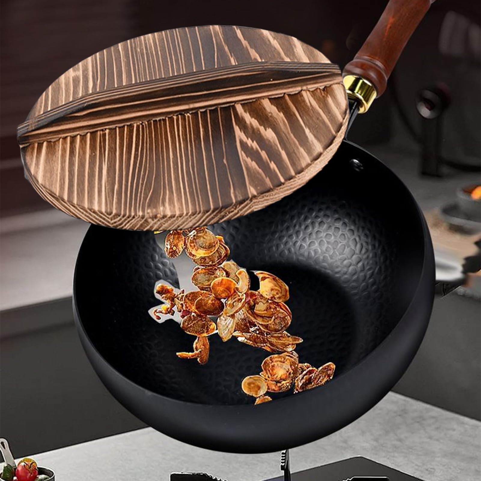 Pan Pan Kohlenstoffstahl, Unbeschichtet, Multifunktional, Ergonomisch,