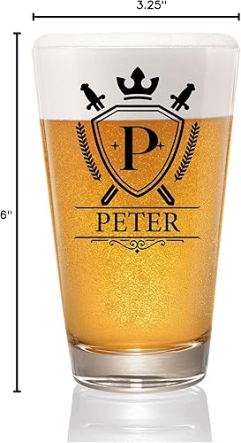 Miniatura 6 de PREZZY Taza de cerveza personalizada con letra P, vasos de pinta personalizados con nombre inicial, monograma divertido del alfabeto A-Z, vaso de