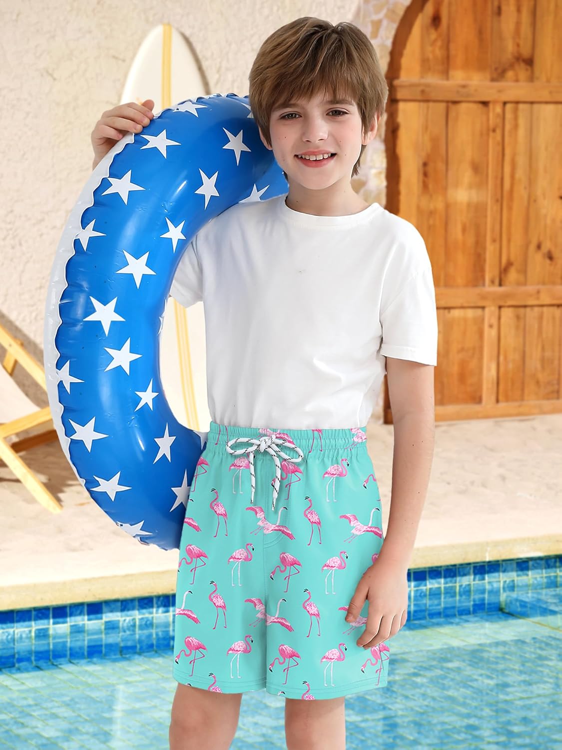 Boys Summer Beach Swim Trunks Compression Liner Adjustable Drawstring Board Shorts 6-16 Years - Image 6