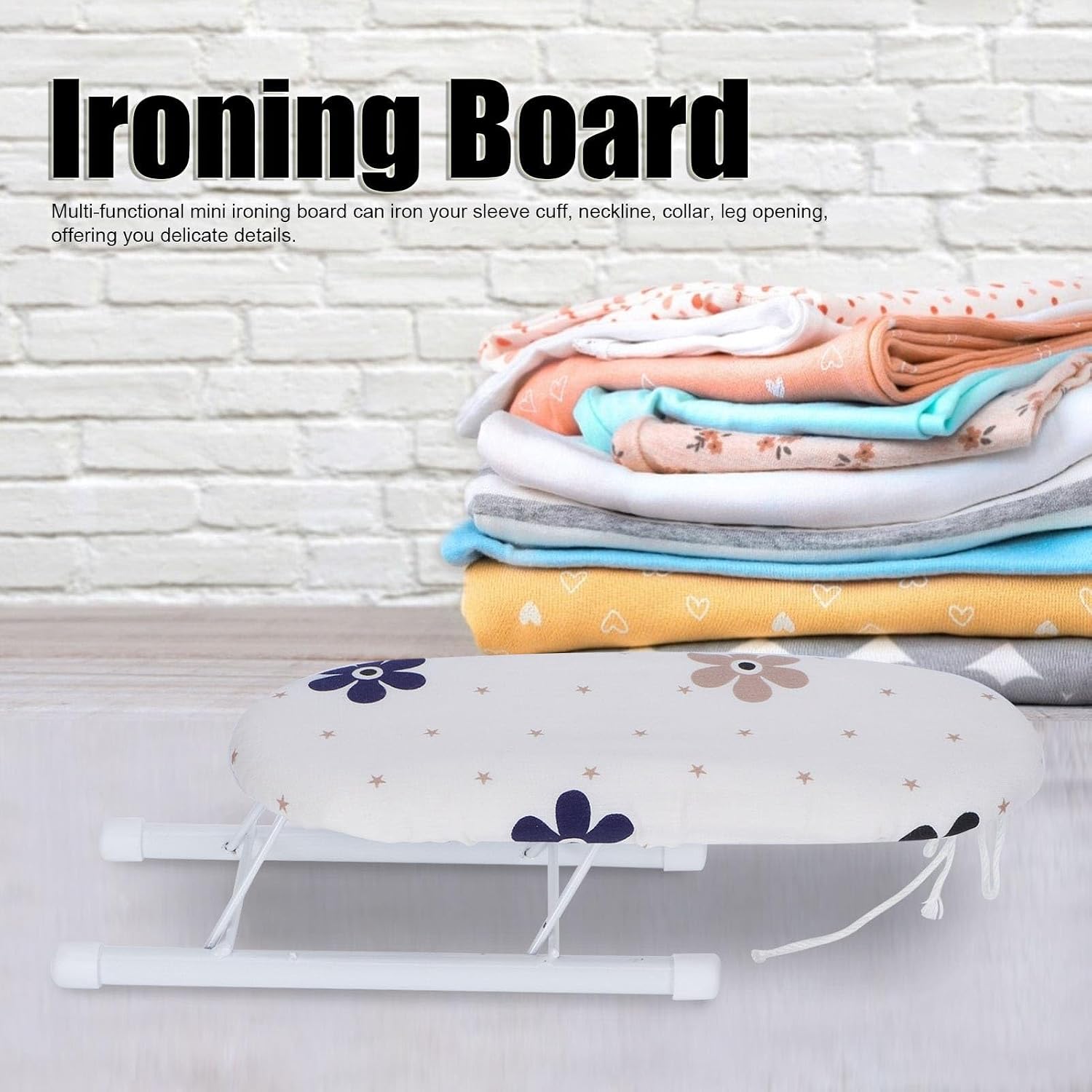 Portable Mini Ironing Board, Foldable for Sleeve Cuffs and Collars, Ideal for Home and Travel Use, Laundry and Ironing Accessories (Flowers in Tight Clusters)