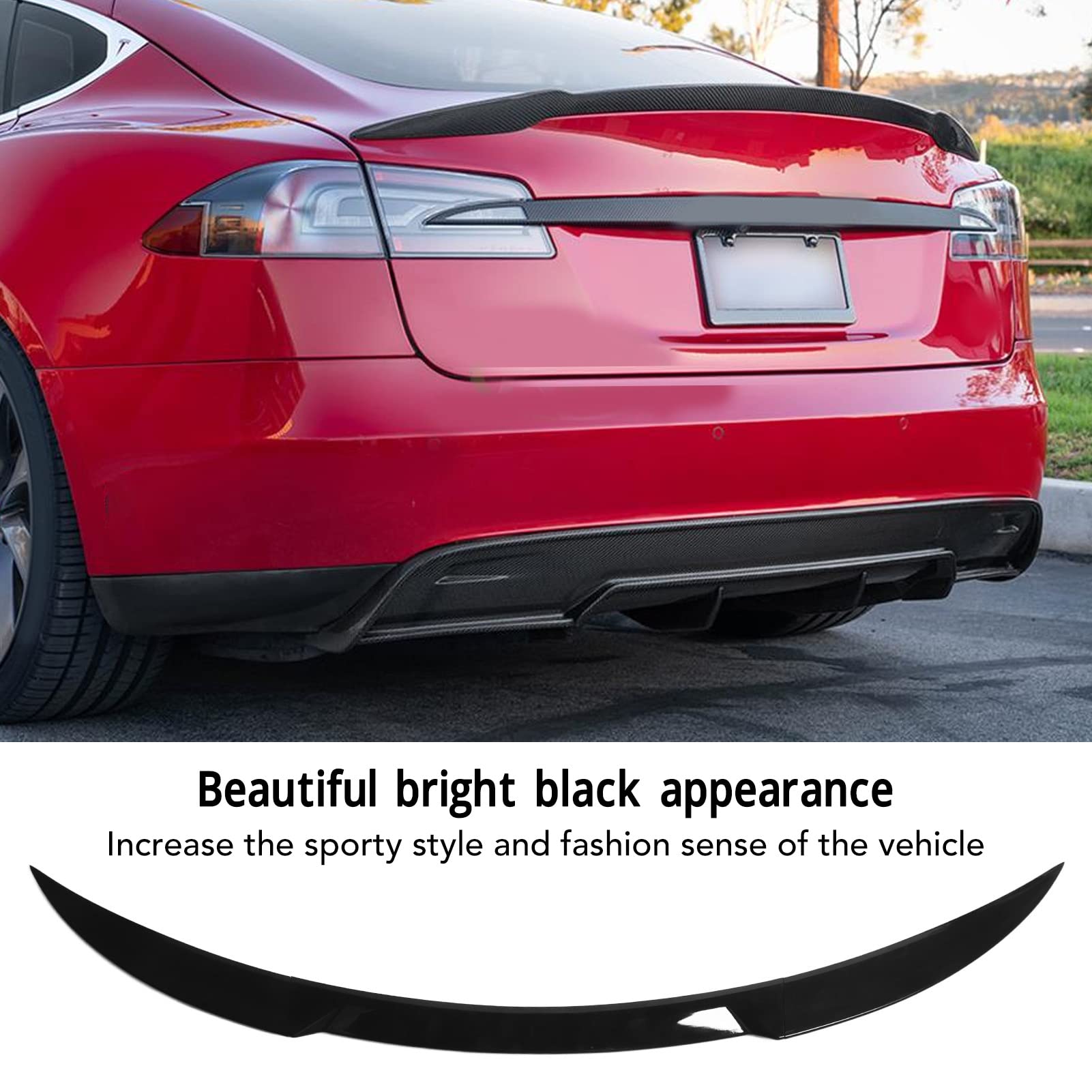 Auto Heckspoiler GT Stil 47 Zoll - 3-teilig ABS Material Schwarz