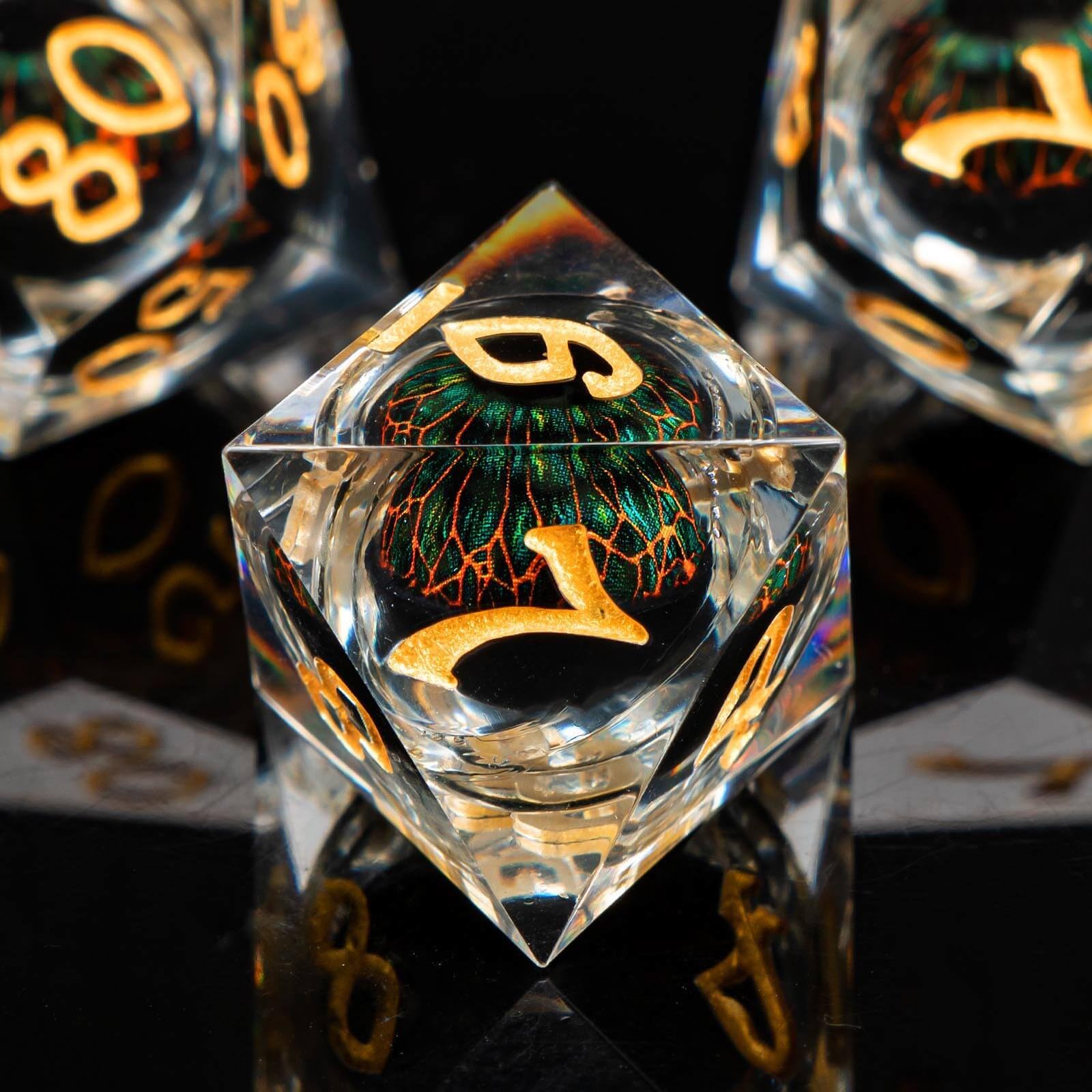 KERWELLSI Set di dadi galleggianti in resina con nucleo liquido, con confezione regalo, dadi poliedrici per giochi di ruolo D20 D12 D10 D8 D6 D4