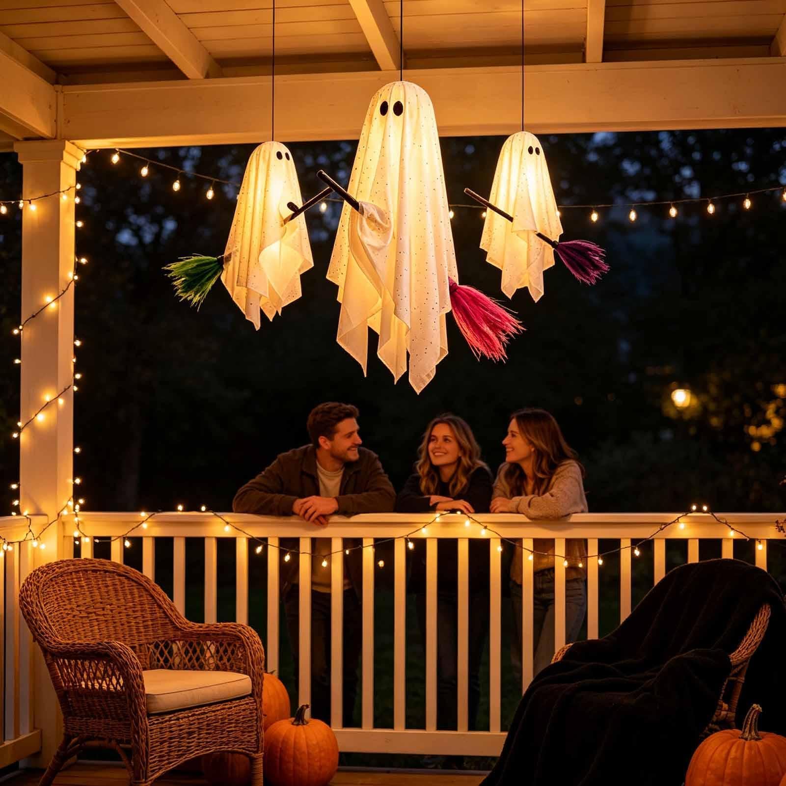Świecące Duchy Halloween Dekoracje 3 Świecące Latające Upiorne Ozdoby