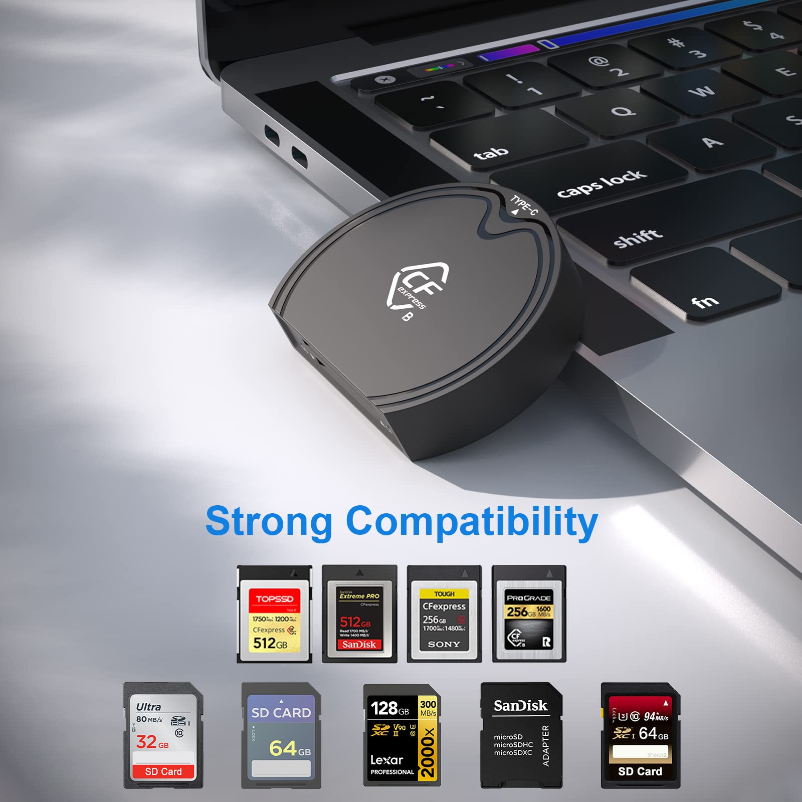 CFexpress Type B,USB 3.2 Gen 2 Cfexpress Type B and SD UHS-II Reader,SD 4.0 Card Reader 10 Gbps CF Express Card Adapter with Thunderbolt 3 Portable CFexpress Reader for Android/Windows/Mac OS/Linux