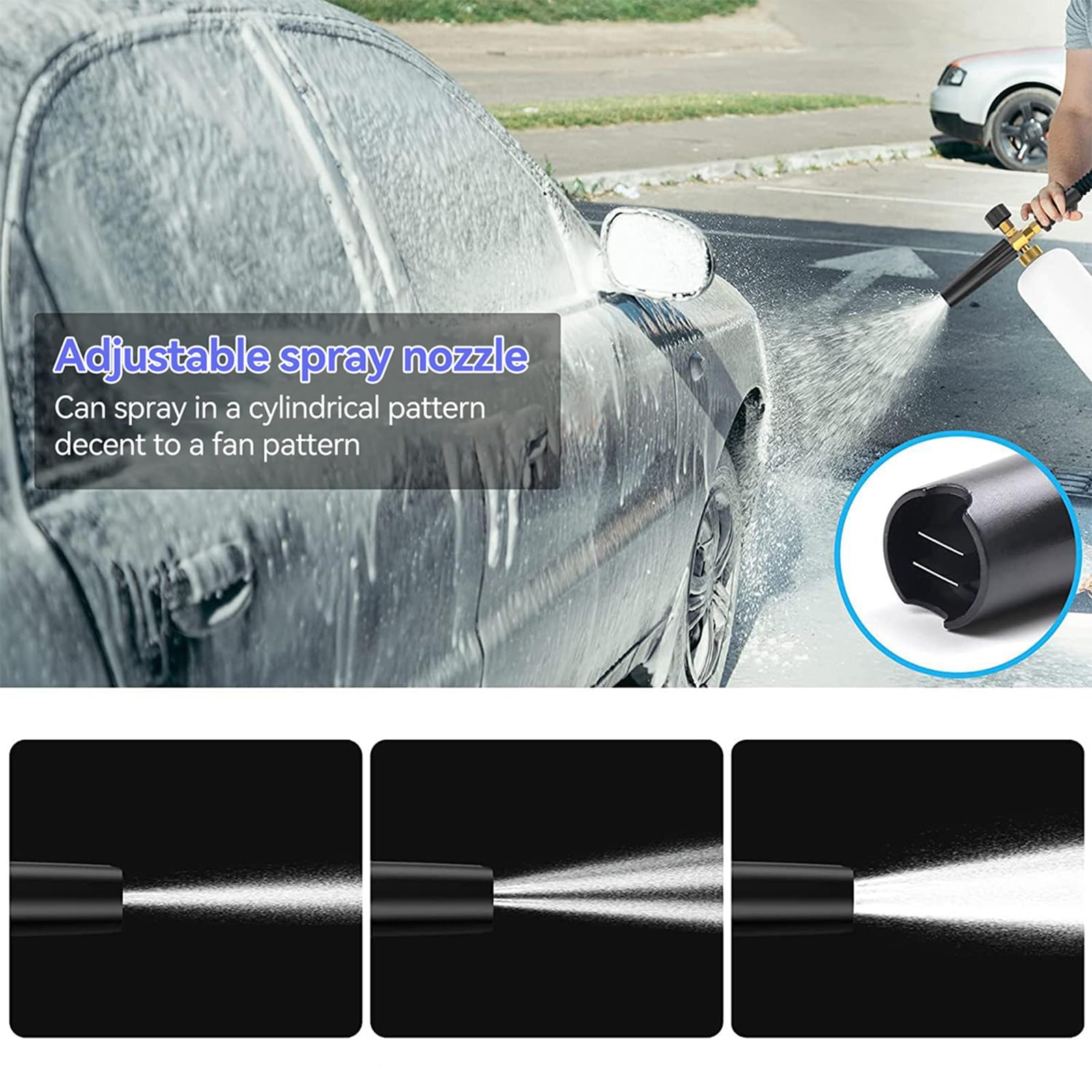Pulverizador de espuma para lavado de coche con 5 boquillas y diseño de doble cabezal para un lavado y limpieza eficaces del coche