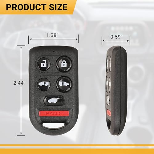 Miniatura 5 de Montgopest Llavero de automóvil compatible con Odyssey 2005-2010, repuesto de llave de plástico negro con control remoto de entrada sin llave