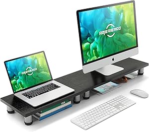 Monitor Stand Riser, 2 Pack Monitor Riser for Computer, Laptop, Printer, Home Office Use by AMERIERGO