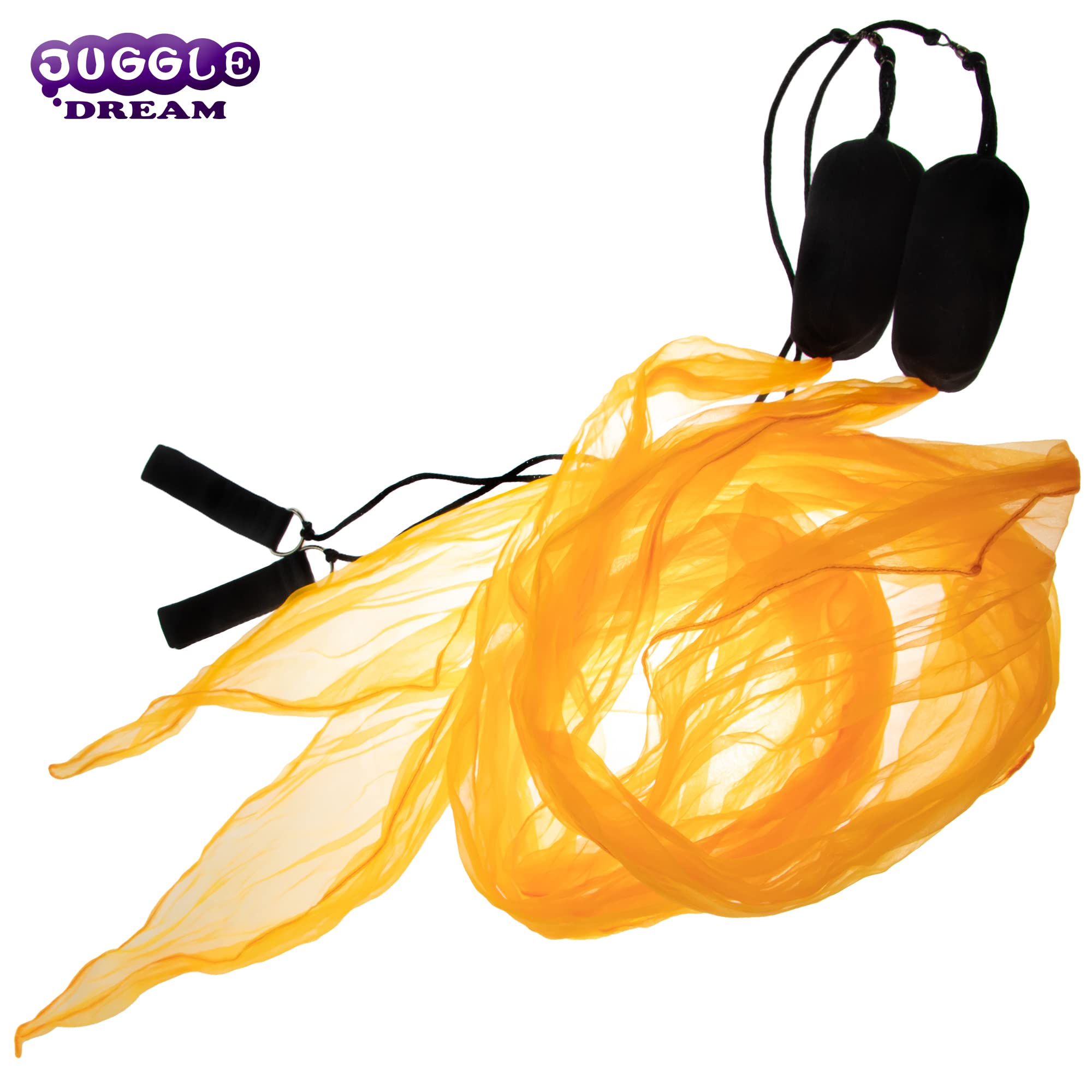 Juggle Dream Bufanda Bandera POI Kit - Practica Malabares Spinning Pois - Espiral Pois Blandos con Video de Aprendizaje (Naranja)