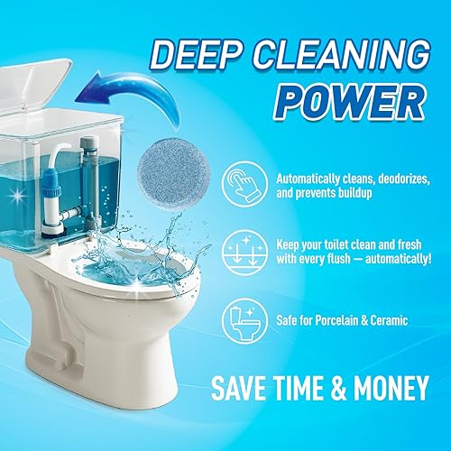 Miniatura 2 de Paquete de 40 pastillas limpiadoras de inodoro, tabletas de tanque de larga duración con tecnología de liberación sostenida, combate las manchas y