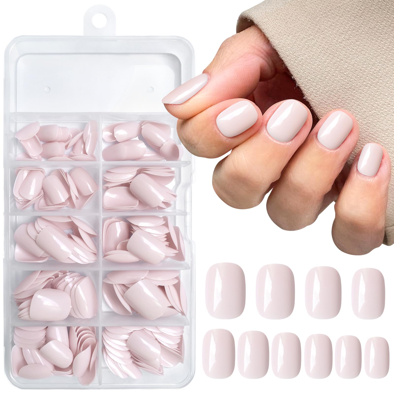 Amazon.com: AddFavor Short Press on Nails Short Square Round Fake Nails ...