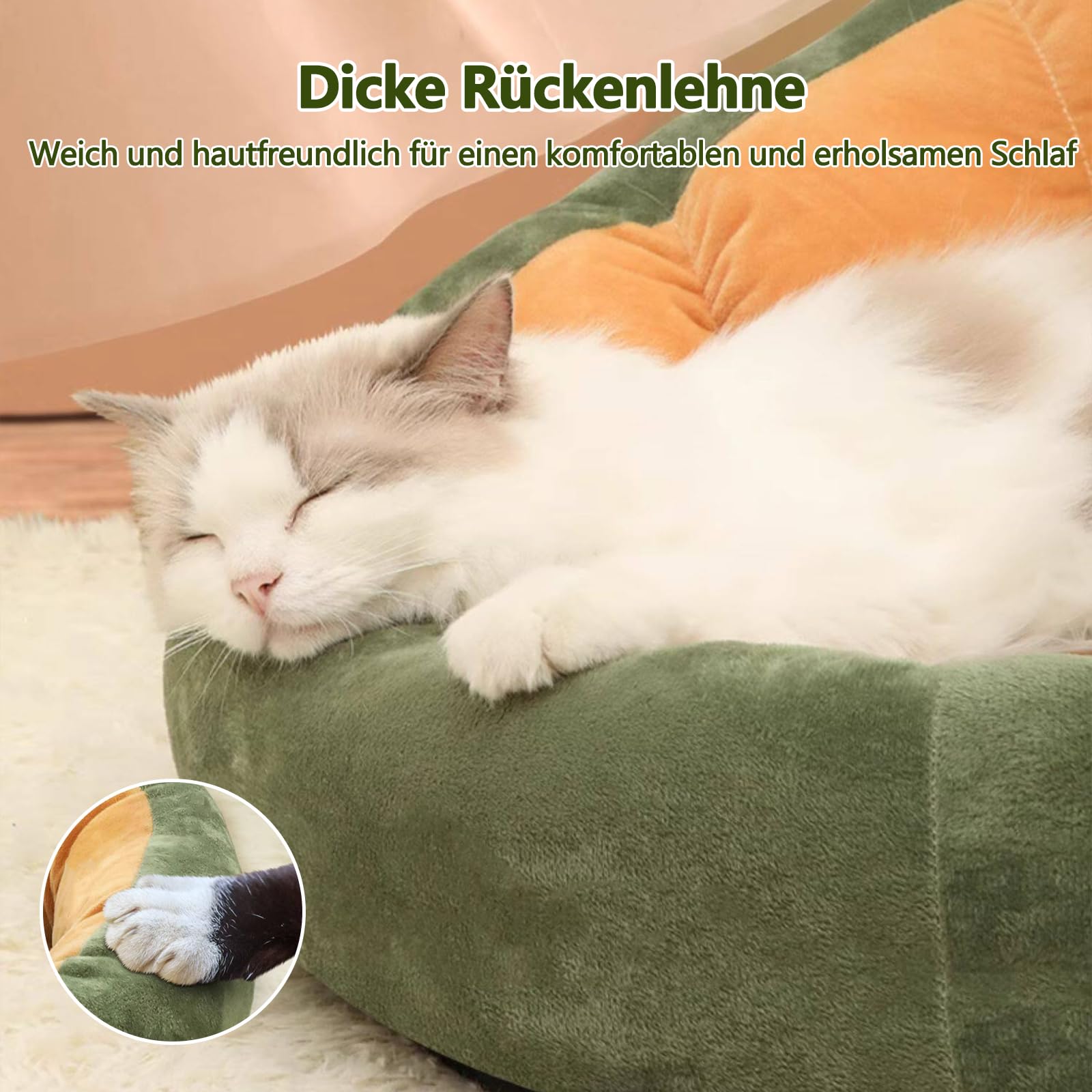 Galatée Halbgeschlossenes Katzen- Und Hundebett, Gefüllt Mit Hochelastischer PP-Baumwolle, Rutschfester Boden, Verschleißfest Und Formstabil, Für Alle Jahreszeiten Geeignet(M, Grün)