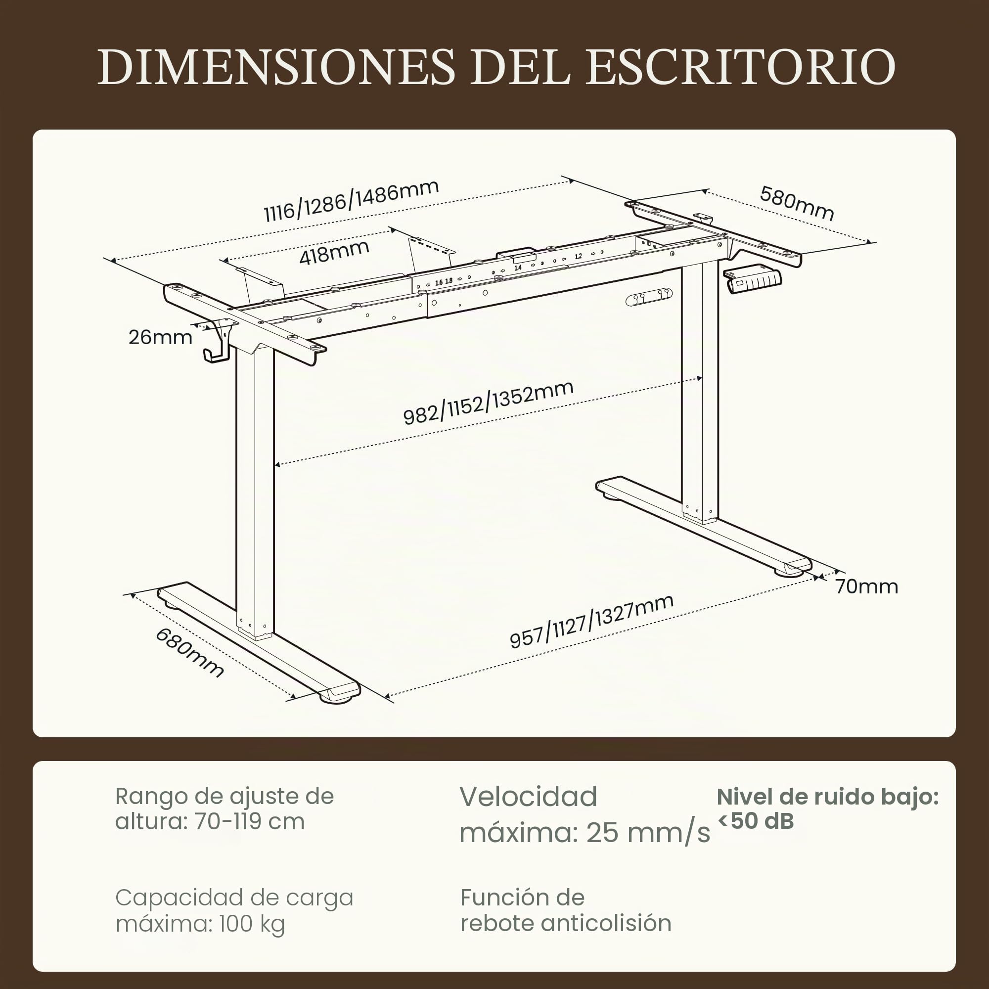 FLEXISPOT E1 Pro Escritorio Elevable Eléctrico con 2 Motores y 2 Patas Escritorio Ajustable en Altura de Acero con 4 Funciones de Memoria Standing Desk, Carga de 100kg(Marco en Blanco)