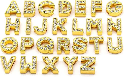 Miniatura 6 de AUEAR, A-Z - Dije completo de diamantes de imitación de 0.315 pulgadas (0.315 in) con letras del alfabeto de cristal, dije de letras de aleación