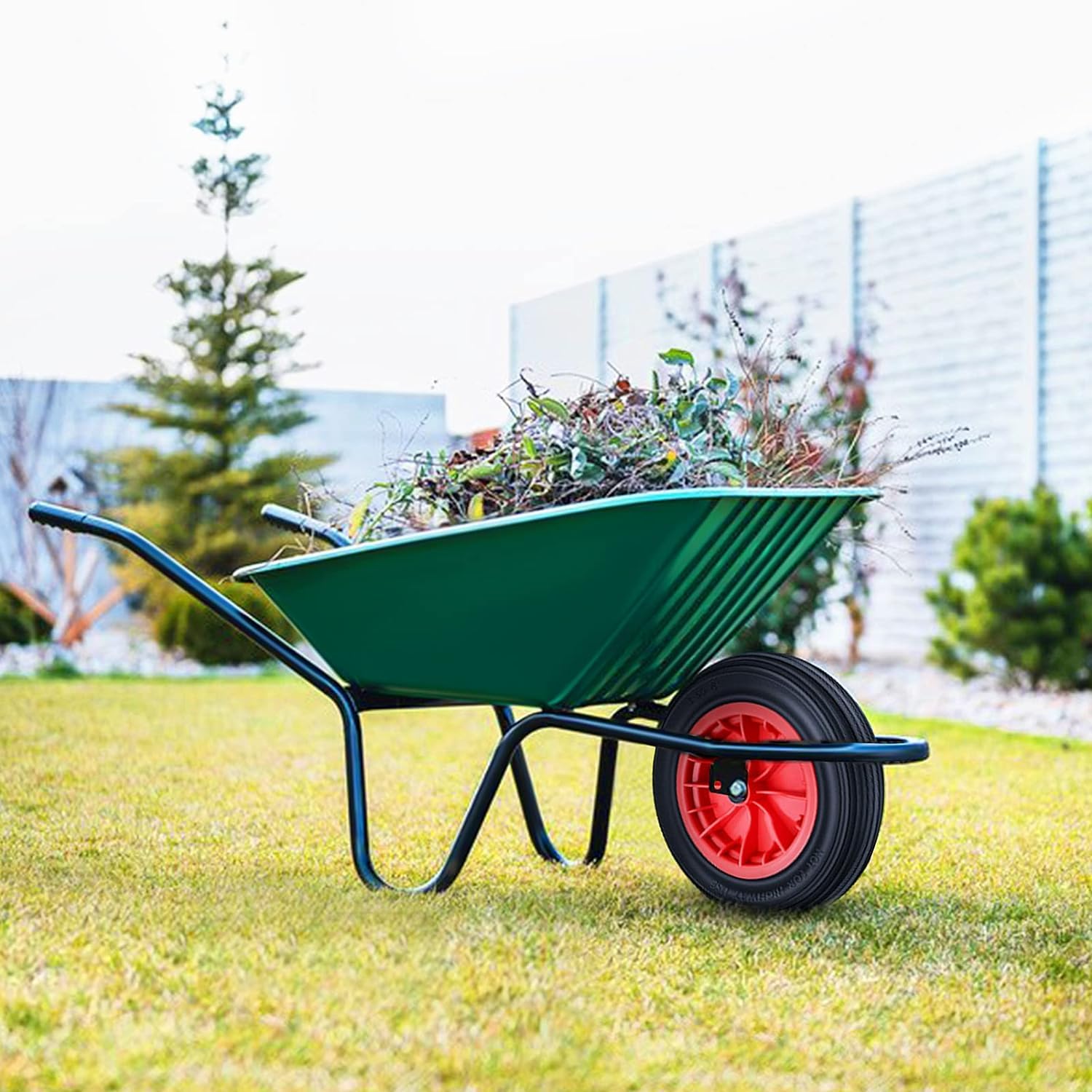 Schubkarrenrad aus Polyurethan, pannensicher, massives 3,50-8 Schubkarrenrad, robuster Ersatzreifen, komplett für Gartenwagen, Karre, Go-Cart, Anhänger, LKW, 35,6 cm