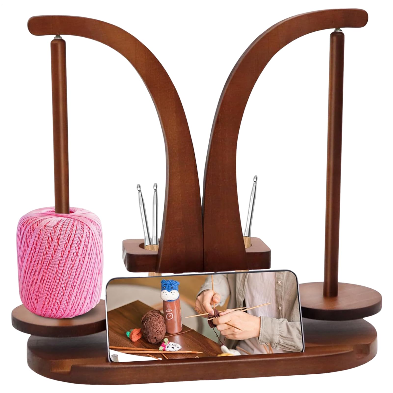 Porte-Peluche Tournant en Bois Noble - Accessoires de Stockage Haut de Gamme pour Fil de Laine