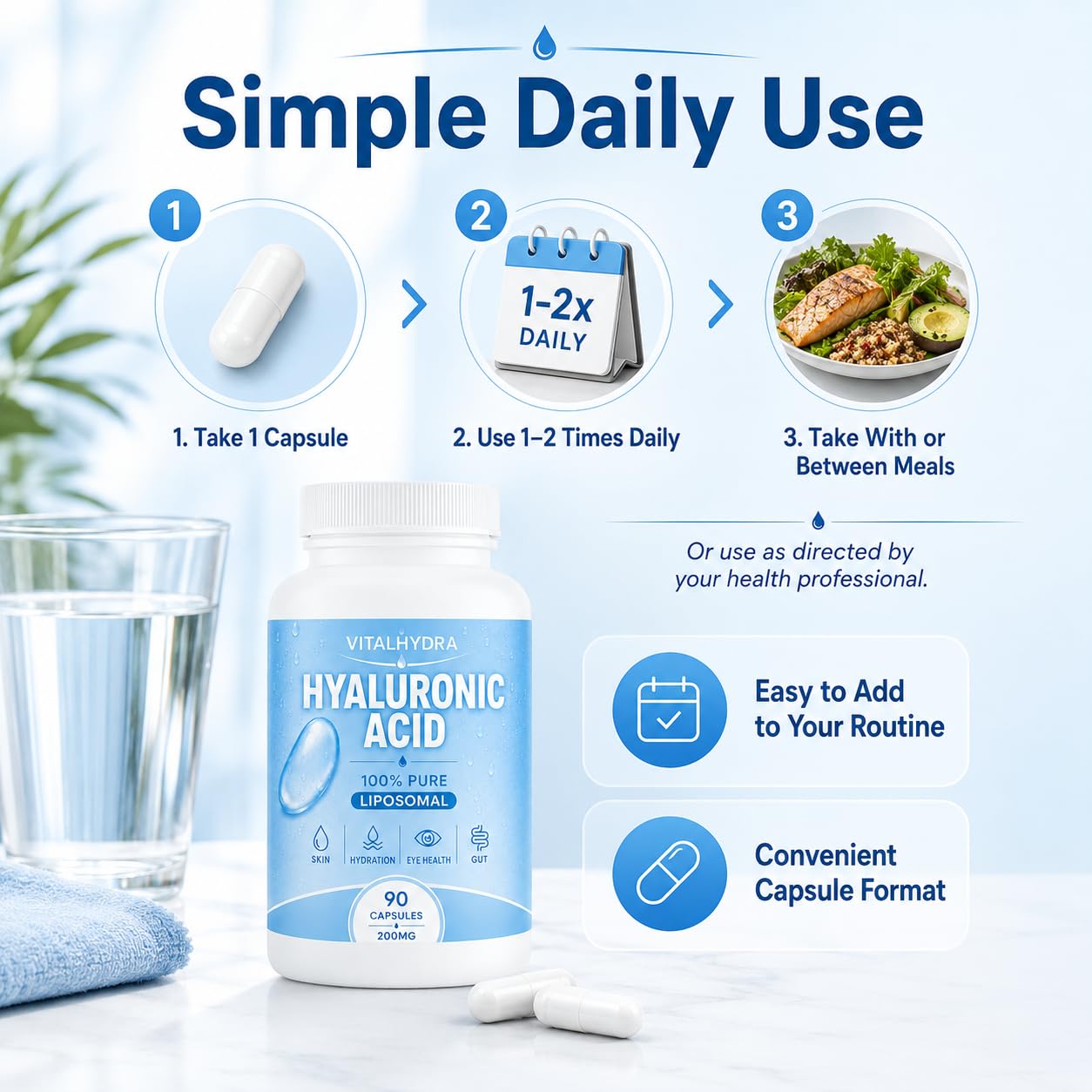 Hyaluronic Acid, Hyaluronic Acid Capsules Supplements, 90 Capsules — Amazon image 6