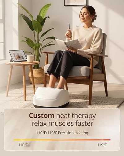 Miniatura 3 de Masajeador eléctrico de pies con calor, amasado profundo, compresión de aire, masaje shiatsu por vibración, presión ajustable y temporizador para