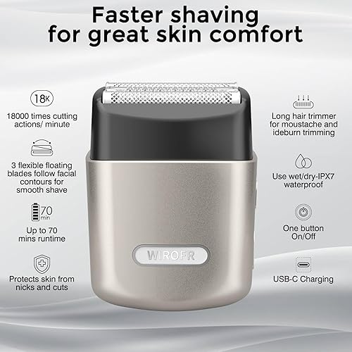 Miniatura 2 de Maquinilla de afeitar eléctrica para hombres, cubierta de protección magnética, 3 cuchillas flotantes, IPX7, impermeable, afeitadora portátil,