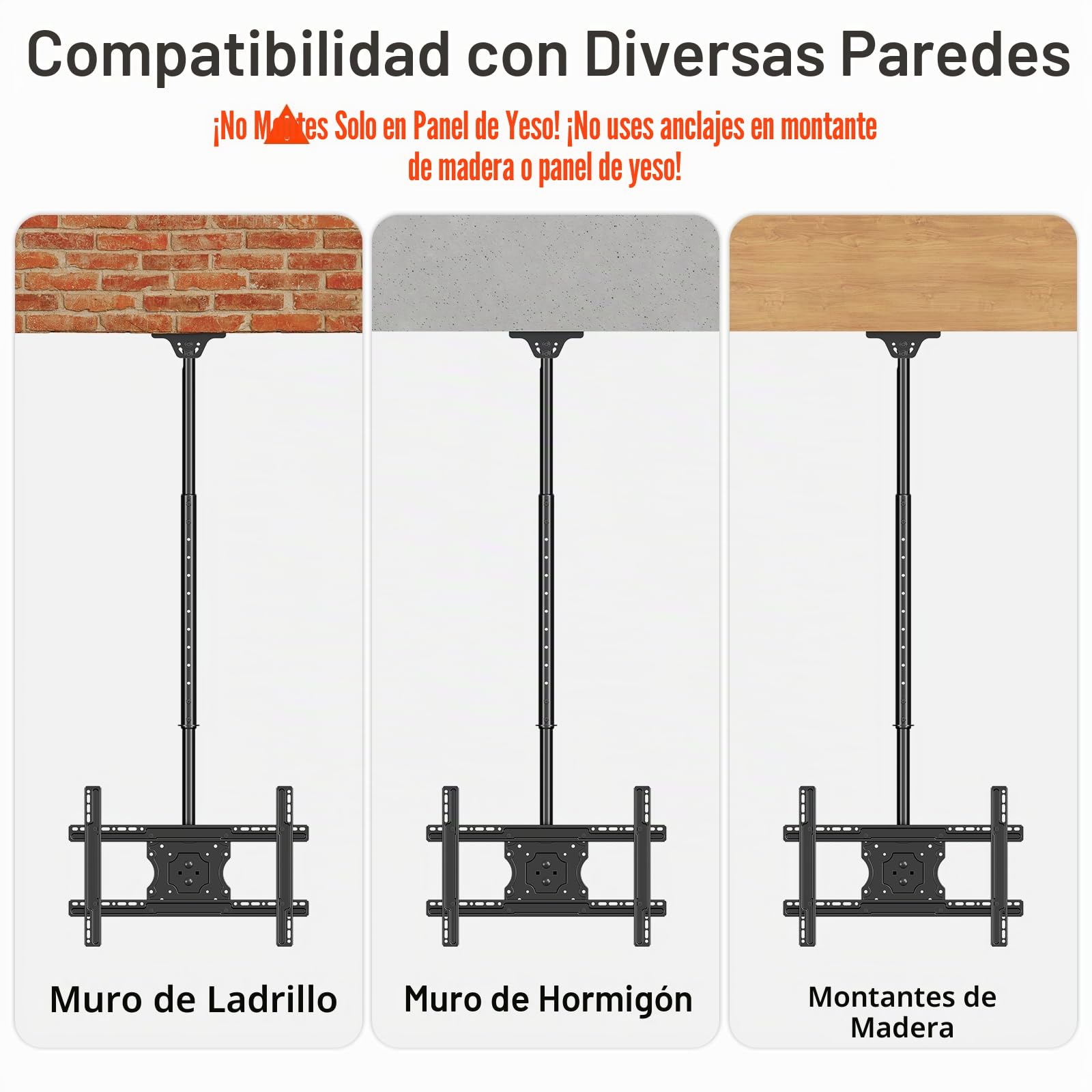 Soporte de TV de techo regulable en altura para techo plano o techo inclinado EV3016 | Soporte de TV de techo regulable en altura para techo plano o techo inclinado EV3016