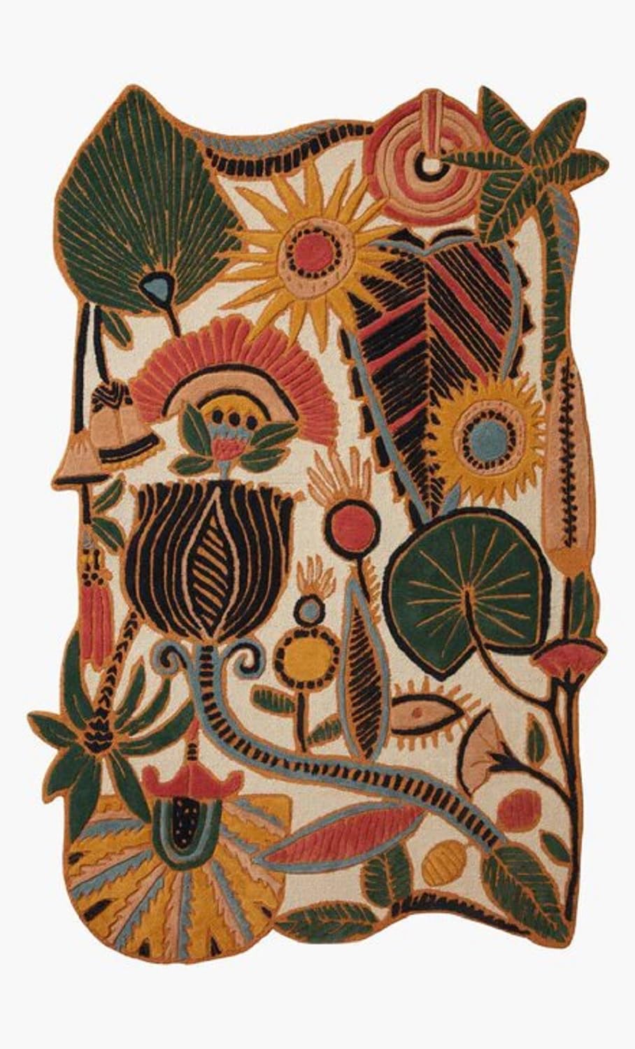 RugRestore Innovations Floral Tufted Wool Rug, Fleur, Irregular Shape, Green & Multi Hand-Tufted Area Rug for Home, Bedroom, Living Room, Kids Room,