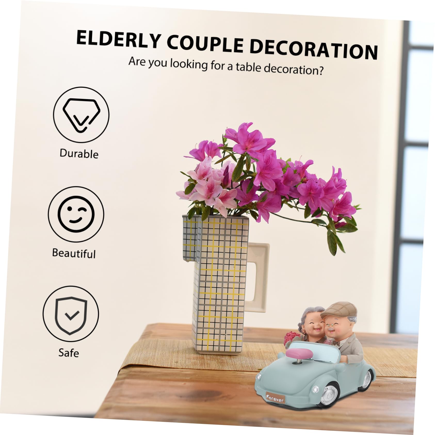 1 Stück Ehepaar Figuren aus Resin Romantische Senioren Deko für Hochzeit Jahrestag Valentinstag Geburtstage Einzigartiger Tortenaufsatz und Wohnaccessoire