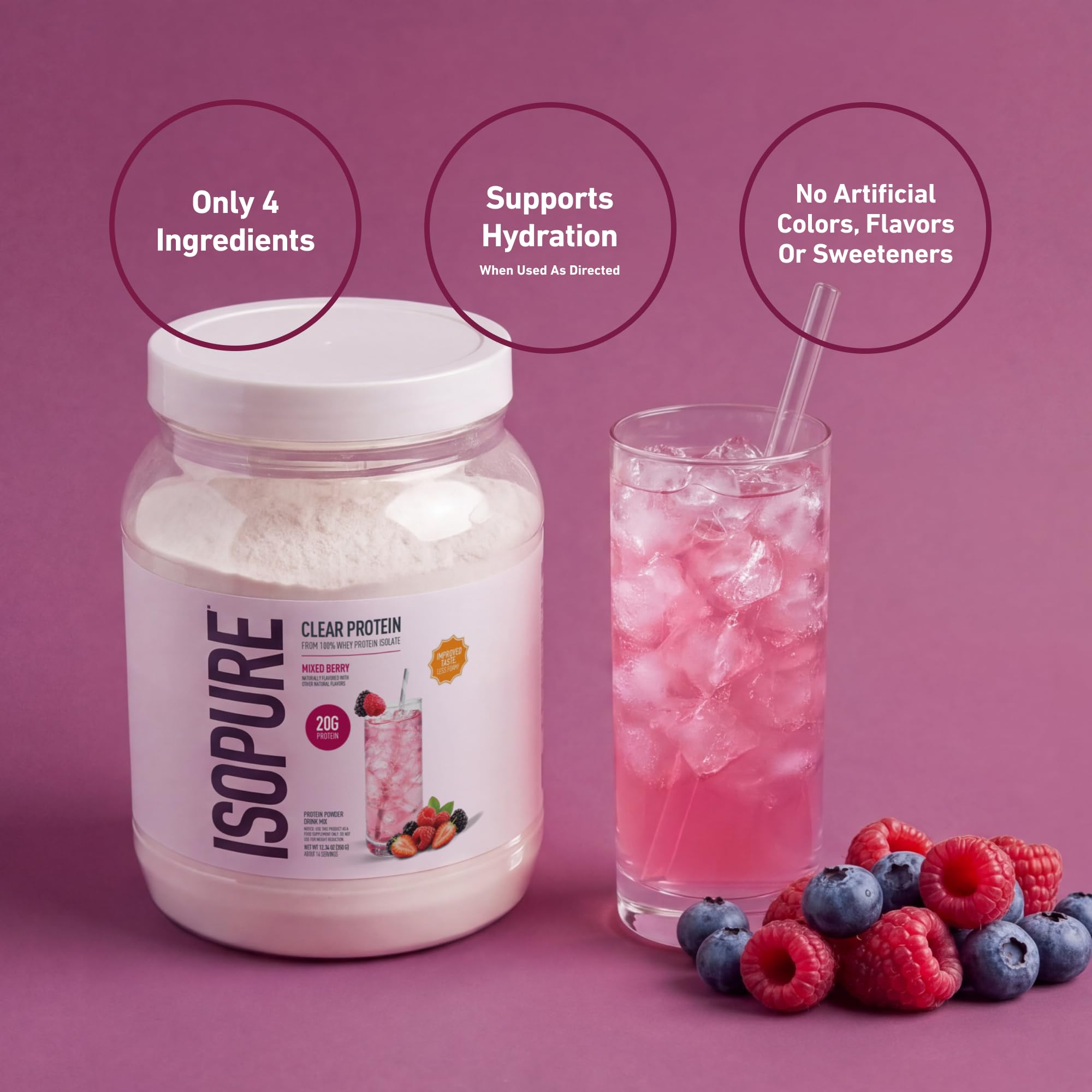 Isopure Clear Whey Isolate Protein Powder, Mixed Berry, 14 Serving — Amazon image 6