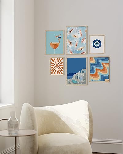 Miniatura 5 de HAUS AND HUES Juego de 6 pósteres de playa para pared, póster de océano, escena de playa, pósteres de verano para paredes, arte de viaje,