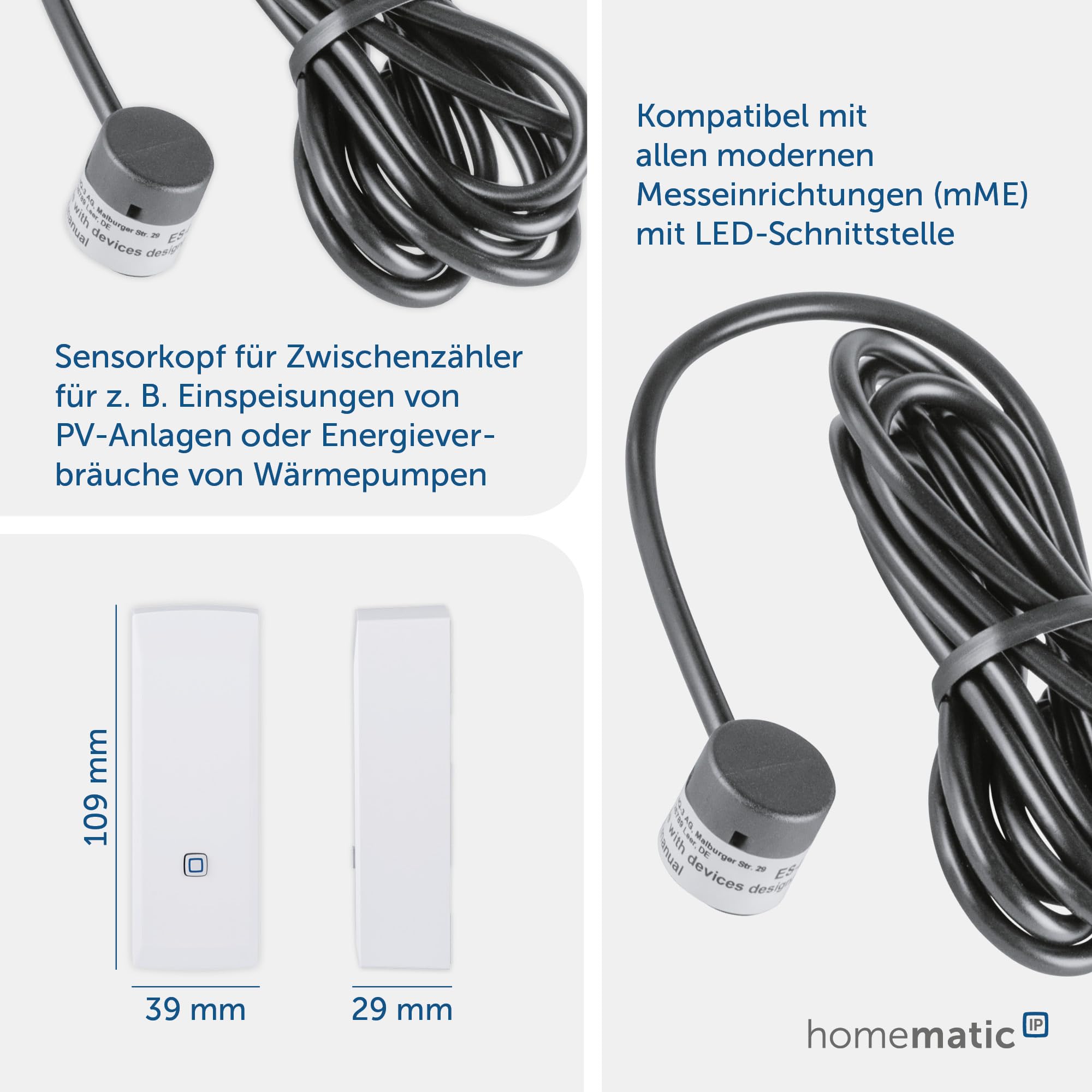 Homematic IP Interfejs Smart Home do cyfrowego licznika prądu, interfejsu energetycznego, pomiaru energii i oszczędności kosztów, monitorowanie zużycia energii za pomocą aplikacji, automatyzacja