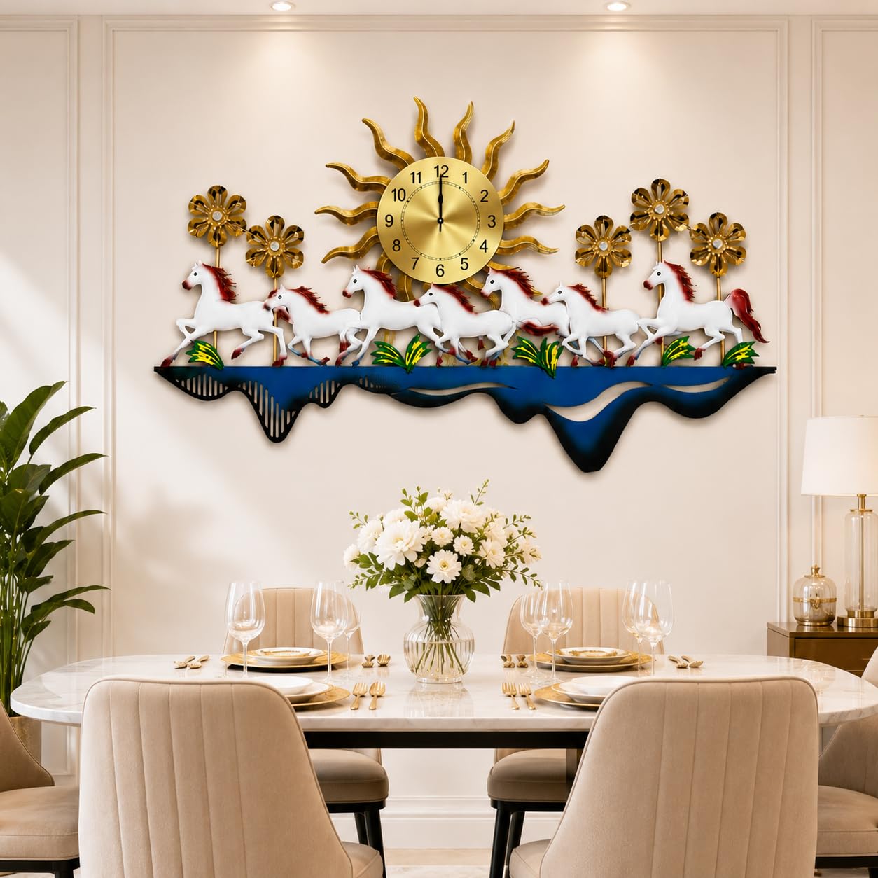 STREET CRAFT Luxury Metal Seven Running Horse Wall Decorative Modern Wall Art for Living Room Dining Room Bedroom Office Hotel Interior Decoration (Size 50 x 24 Inch)-image-49