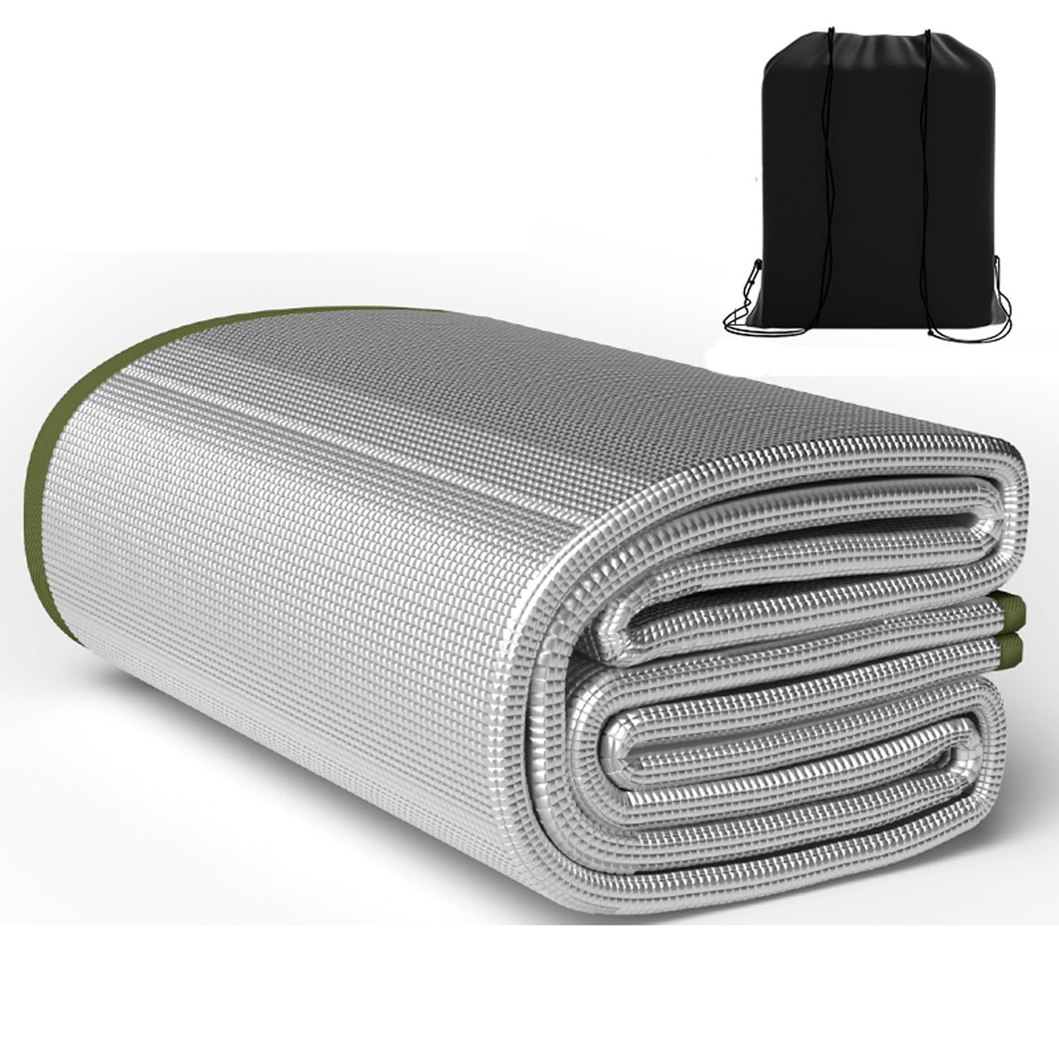 Outdoor Double-sided Moisture-proof Aluminium Foil Sleeping Mat 7mm Thick Pad Waterproof and Insulating Foil Mat Picnic Mat Camping Mat for Beach Tent and Camping(1.2m x 2m)