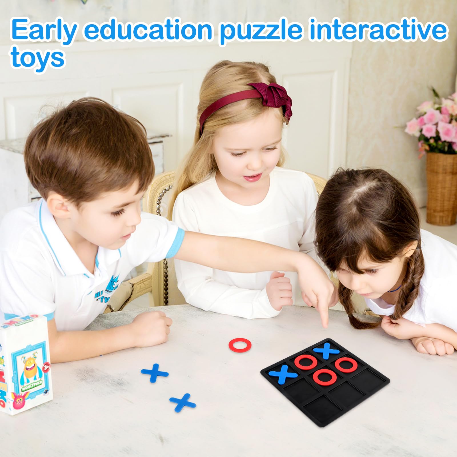 Tic Tac Toe Brettspiel Für Kinder Ab 3+ | 4 Spielvarianten | 16,5x16,5 Cm Brett | Fördert Denkfähigkeit & Eltern-Kind-Interaktion