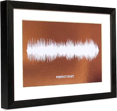 Customized Gift - Love Song Sound Wave Prints - Bronze Foil Soundwave Art in Black Aluminum Frame Frame for 8th Wedding Anniversary and Valentines Day Gift